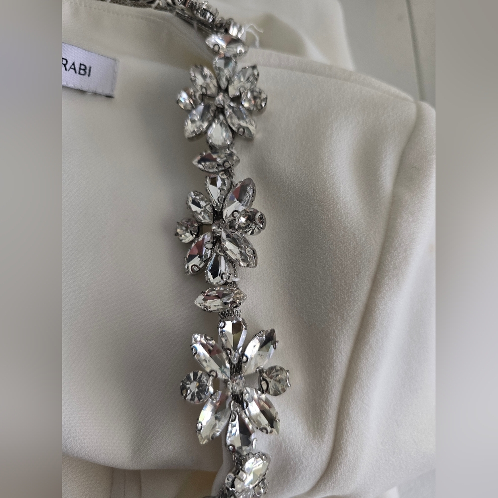 Nadine Merabi  Elegant White Dress with Embellished Neckline Sz XS - Picture 10 of 17